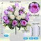 Artificial Cemetery & Memorial Flowers with Vase – White & Purple Silk Rose Gravesite Bouquet, Outdoor Headstone Decoration, Long-Lasting Memorial Arrangement (2 Bouquets)